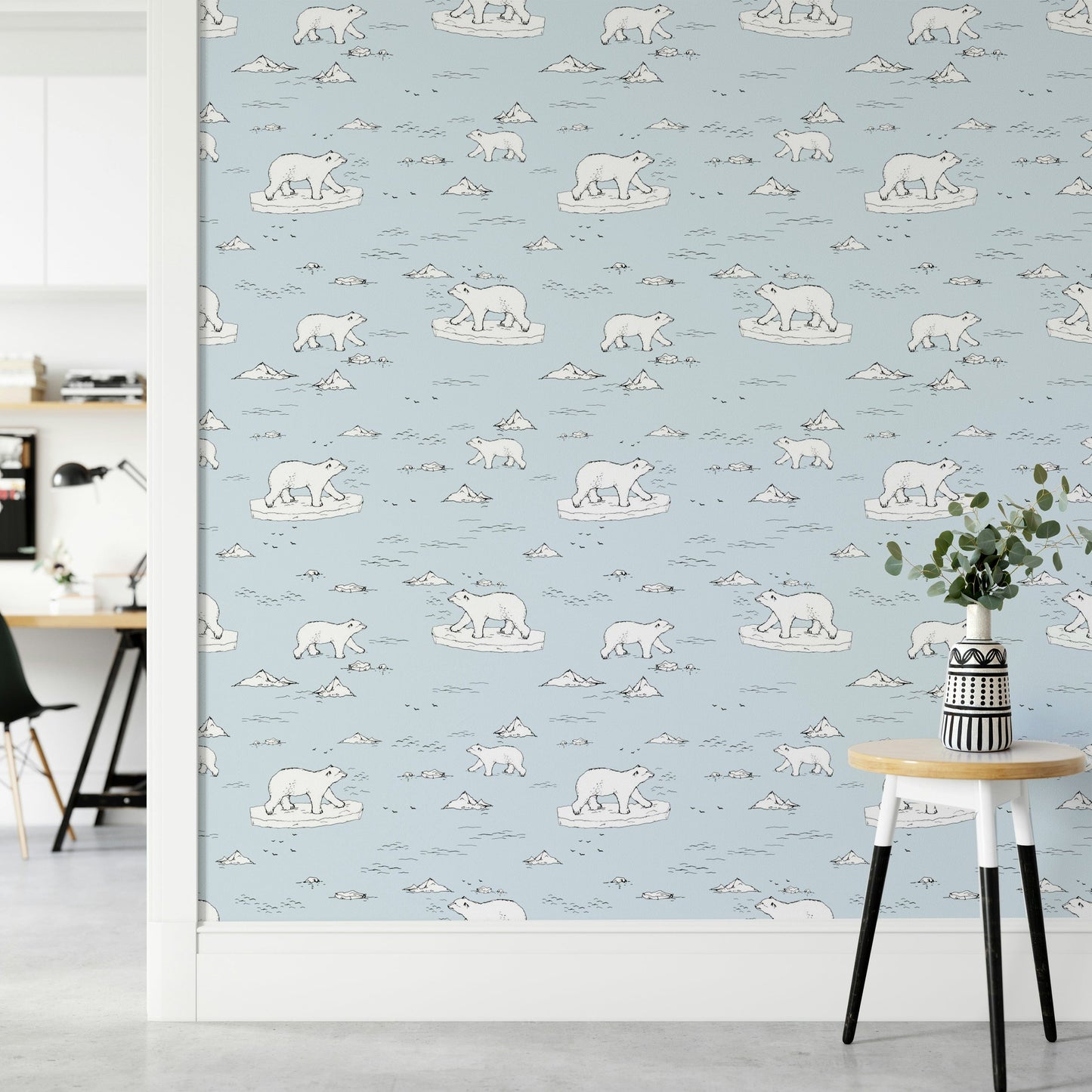 Seamless iceberg and ursine motif for wallpaper
