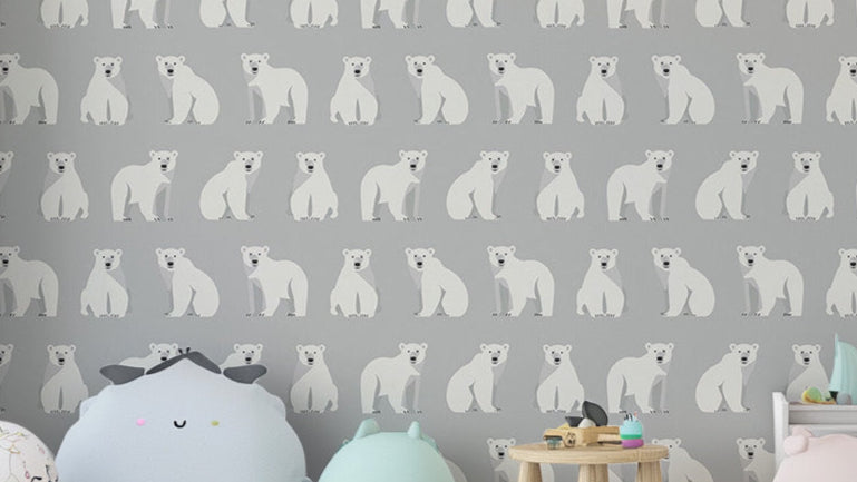 Polar bear family in a frozen winter landscape
