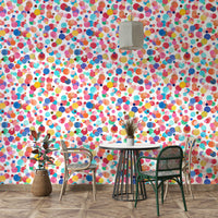 Creative wallpaper featuring whimsical watercolor polka dots.

