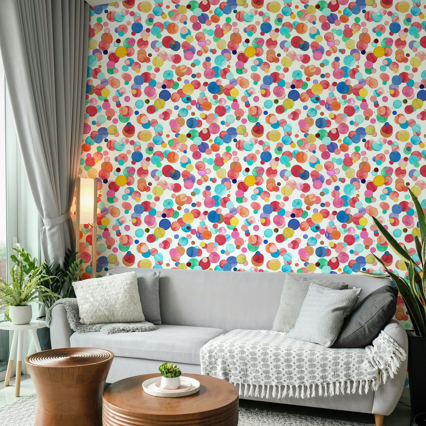 Playful dotted wallpaper perfect for kids’ rooms and nurseries.

