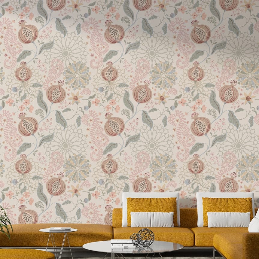 The mural has a soft, graceful feel.

