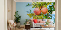 A peaceful organic pattern mural on decorative wallpaper.

