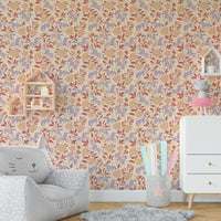 Western-themed wallpaper with floral horse pattern

