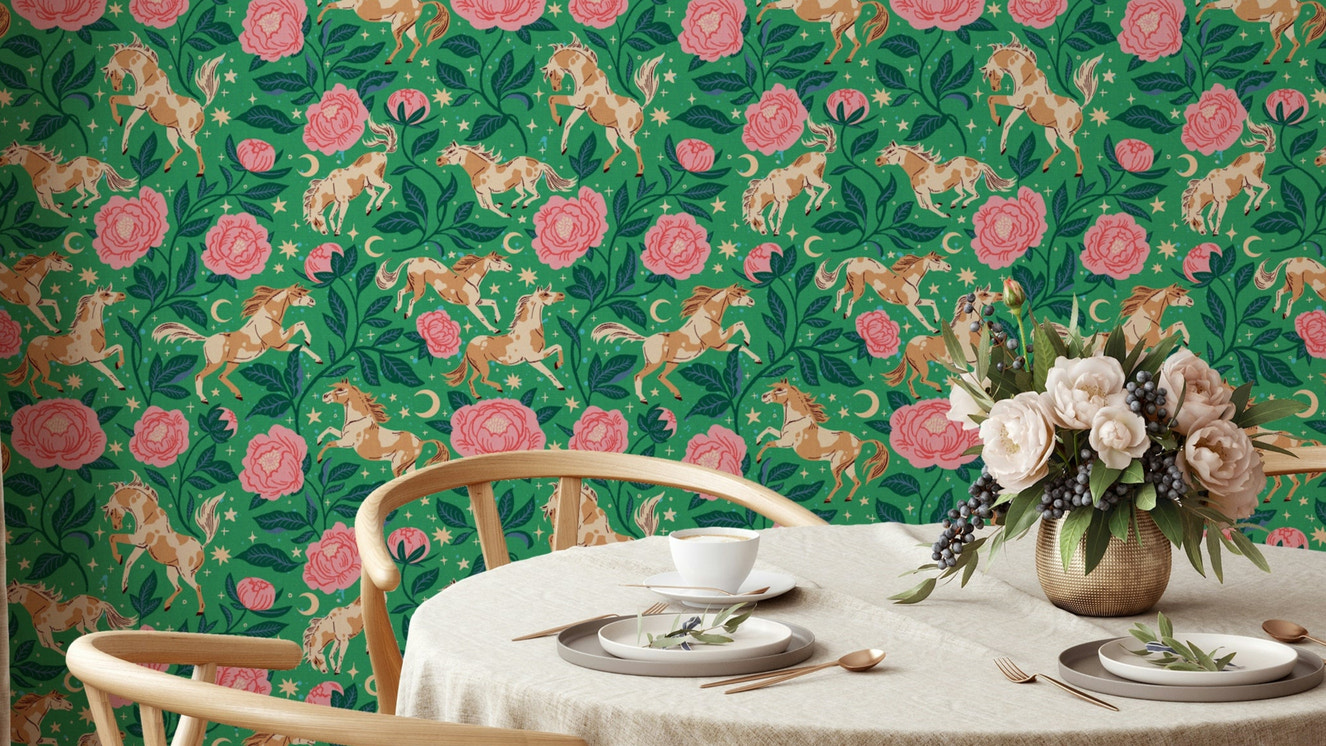 Ponies and Peonies Wild West Americana-08Wallpaper⁠