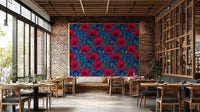 Nature-inspired wallpaper with poppies and cornflowers

