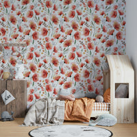Delicate orange flower wallpaper perfect for calm interiors.

