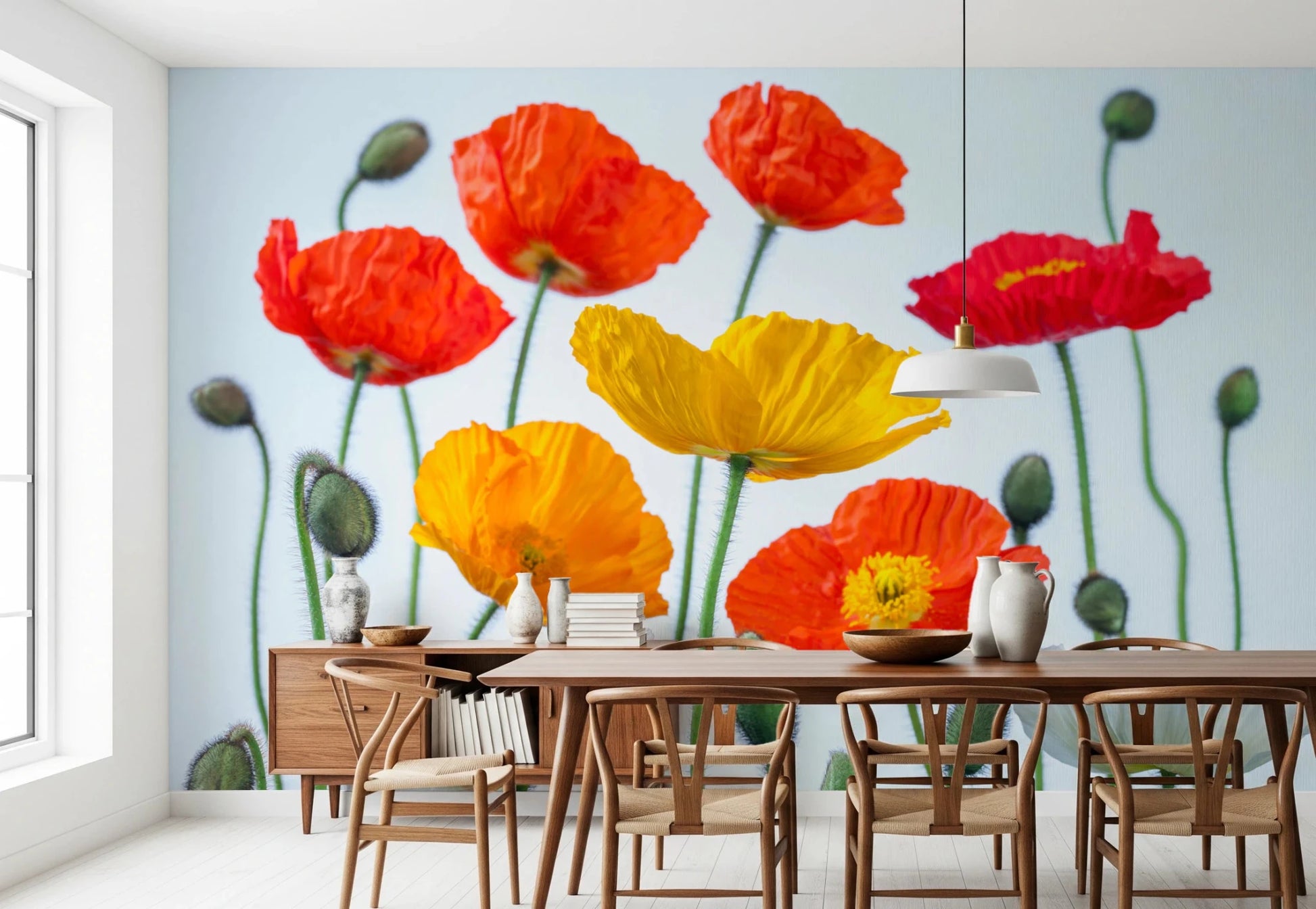 Poppy Field Burst Wall Mural