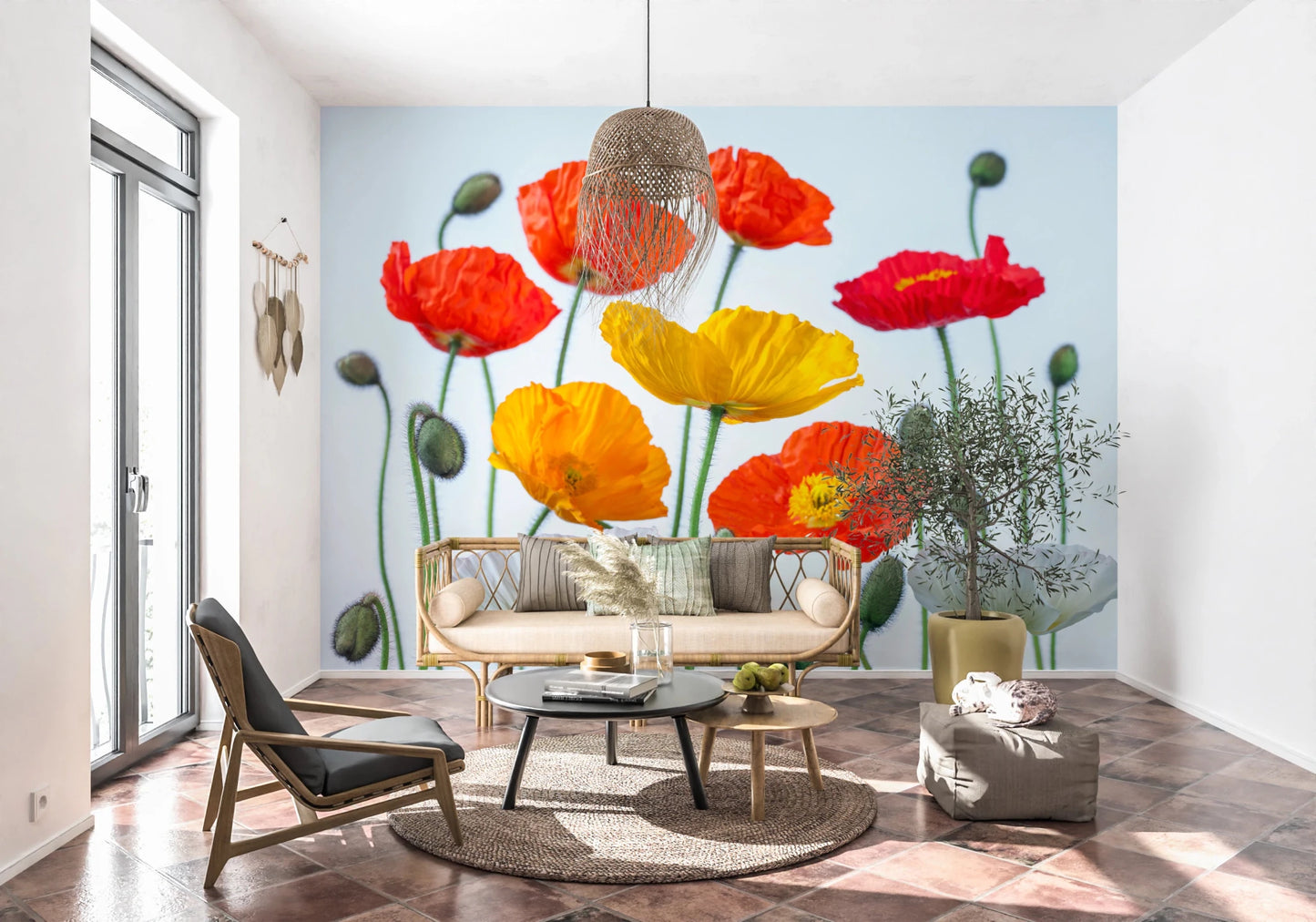 Poppy Field Burst Wall Mural