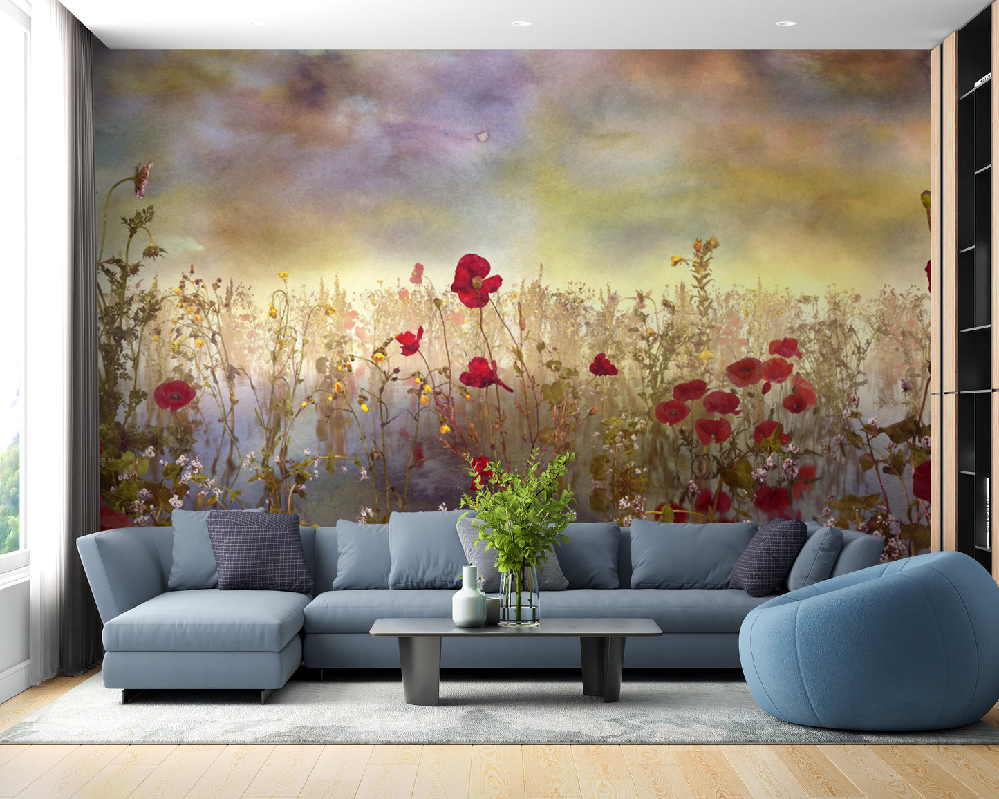 Poppy Red Color Flower Wallpaper Murals - Giffywalls