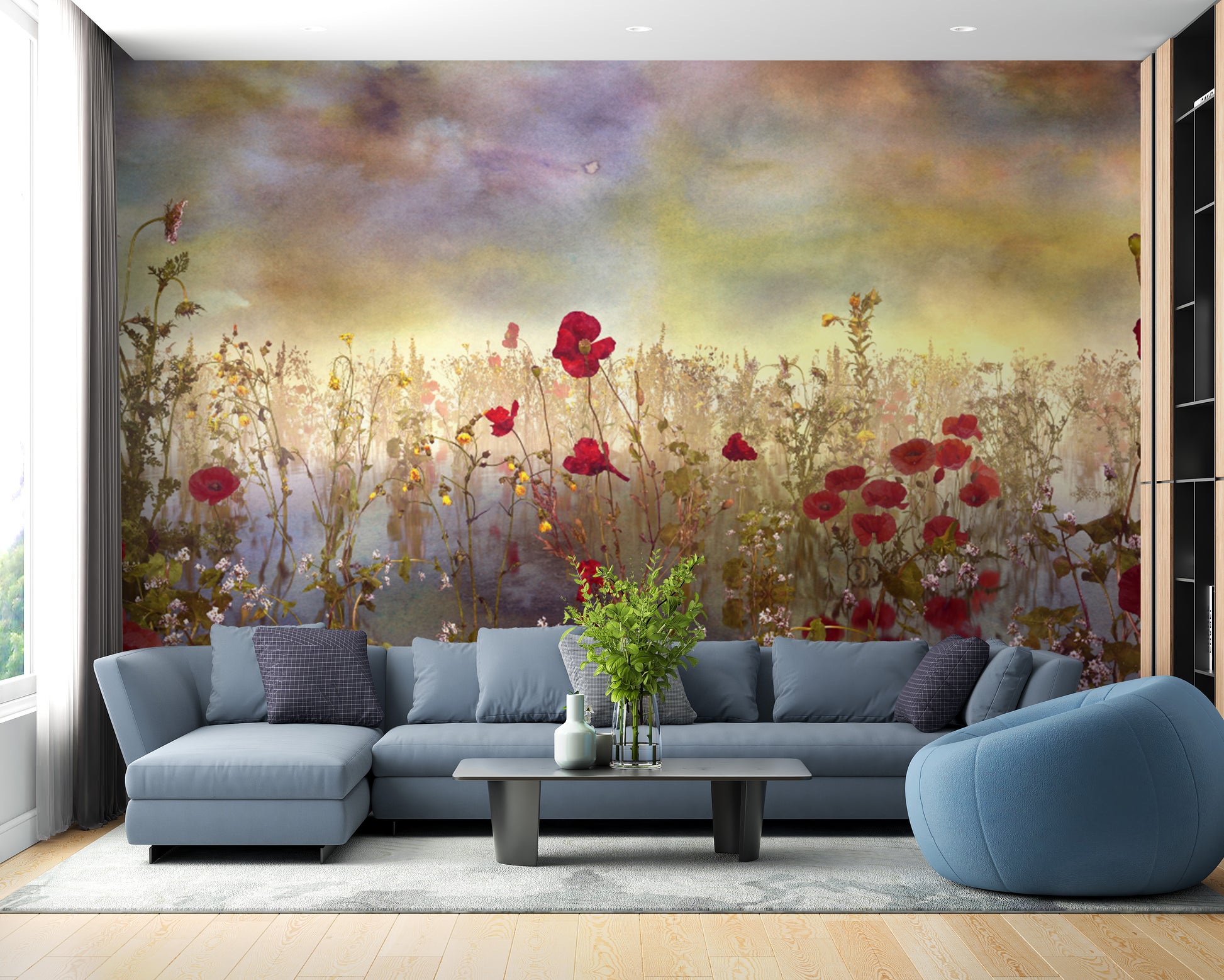 Poppy Red Color Flower Wallpaper Murals - Giffywalls