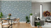 Powder Blue Bloom dusty teal wallpaper for walls.