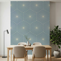 Soft blue and cream Radiance pattern mural for peaceful interiors.