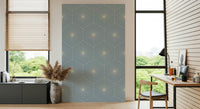Serene Art Deco Radiance mural in a calming light blue tone.