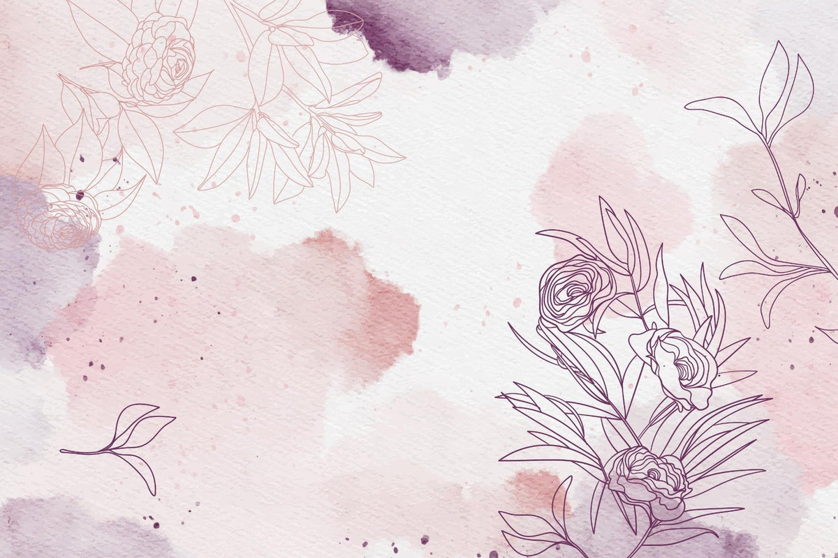 パステルピンクの紫色の水彩花の花の壁紙 in your room