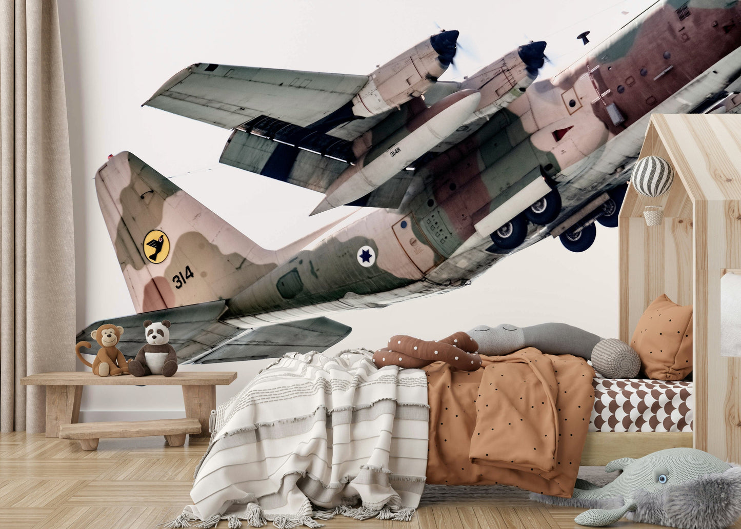 A peaceful abstract design mural on decorative wallpaper.

