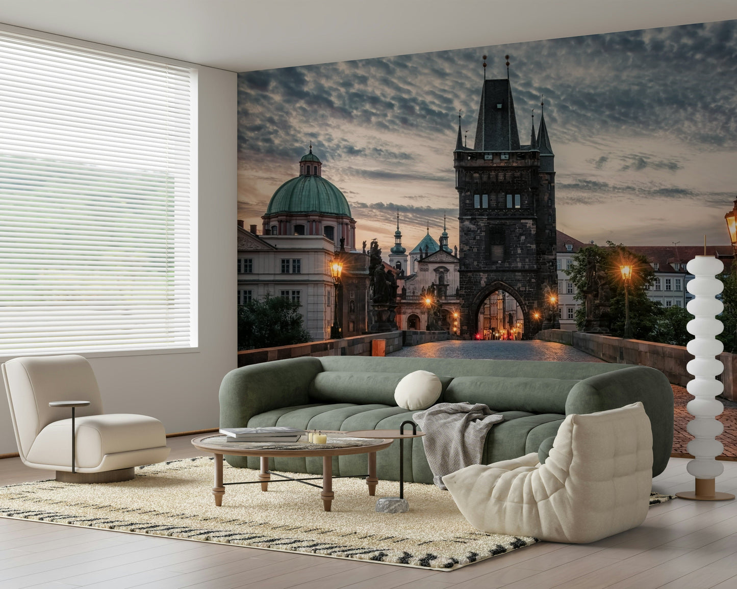 Prague urban landscape wall art designed as city wallpaper