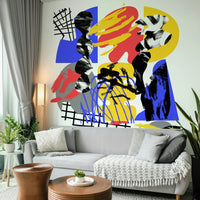 Bold and colorful prismatic wall mural with angular shapes

