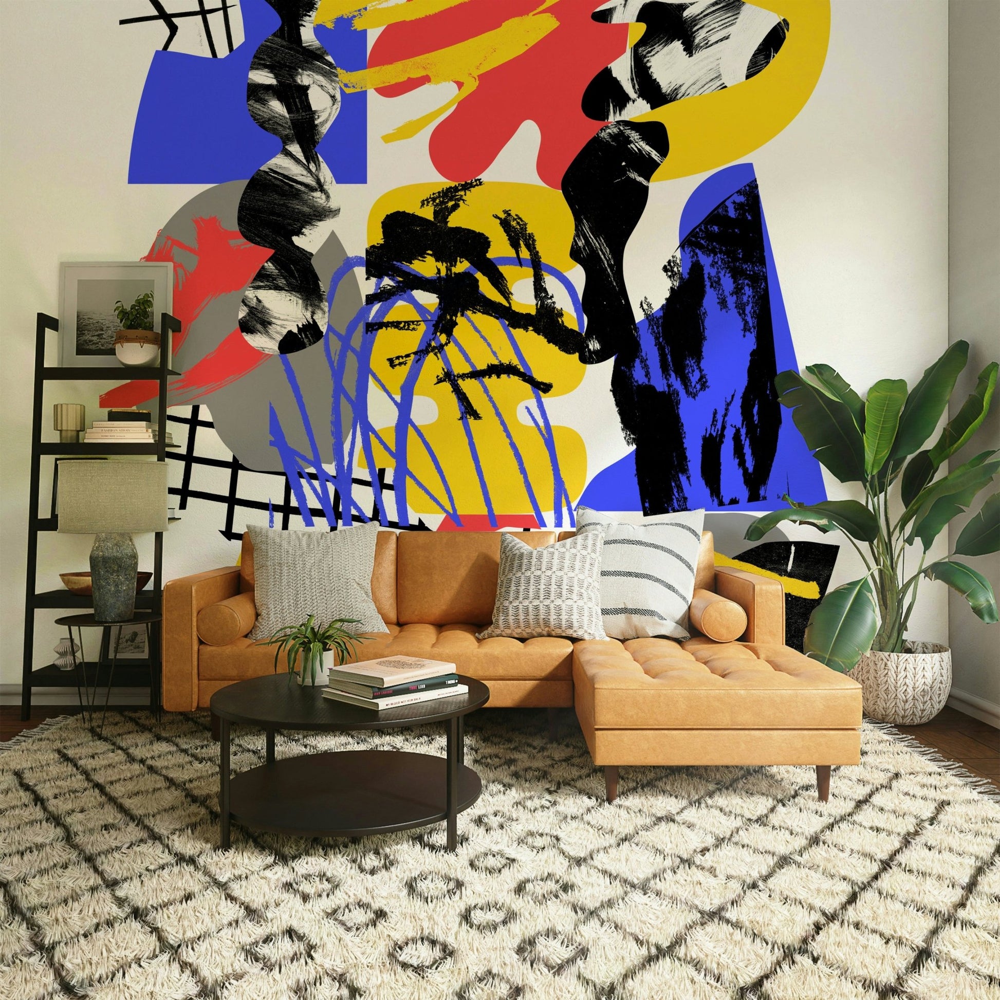 Eye-catching prismatic pattern with angular fragments on walls

