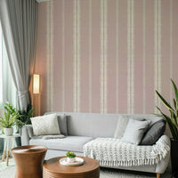 Close-up of Provence-inspired boho striped design in pale pink

