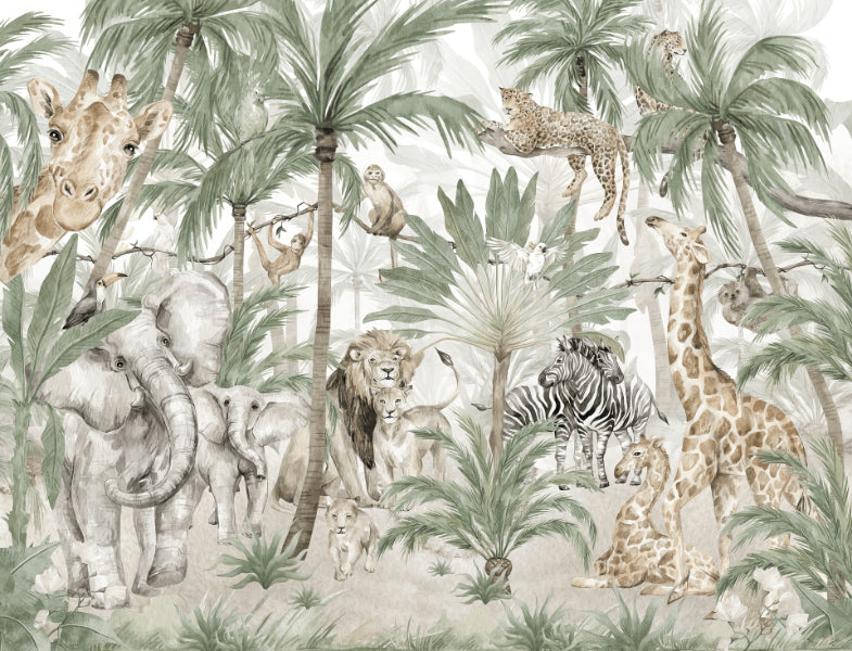 Giungla safari kids muro murale in your room — zoomed