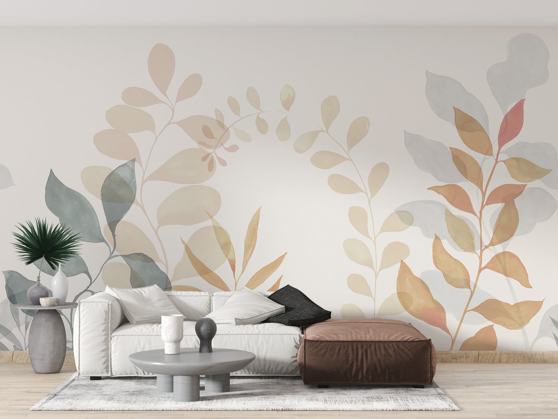 Soft Leaves Wall Mural - Giffywalls