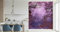 Mystical purple canopy wall mural with branch detail