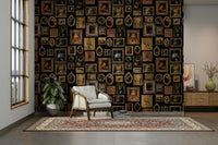 Wall mural showing a gallery of artistic feline portraits.

