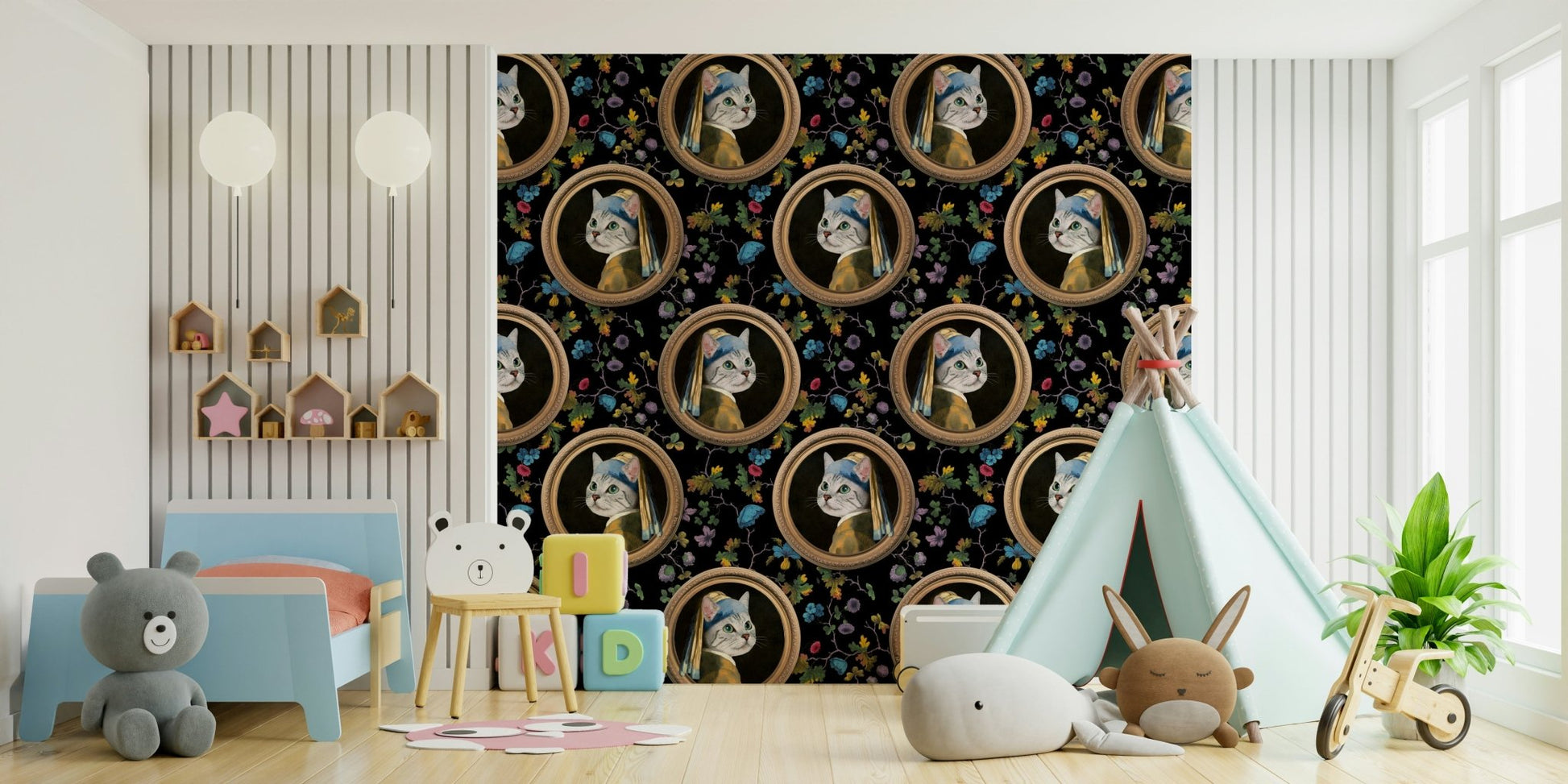 Nod to Vermeer's iconic style.

