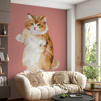 Purrfectly Perfect furry handpainted oil painting cat Wall Mural
