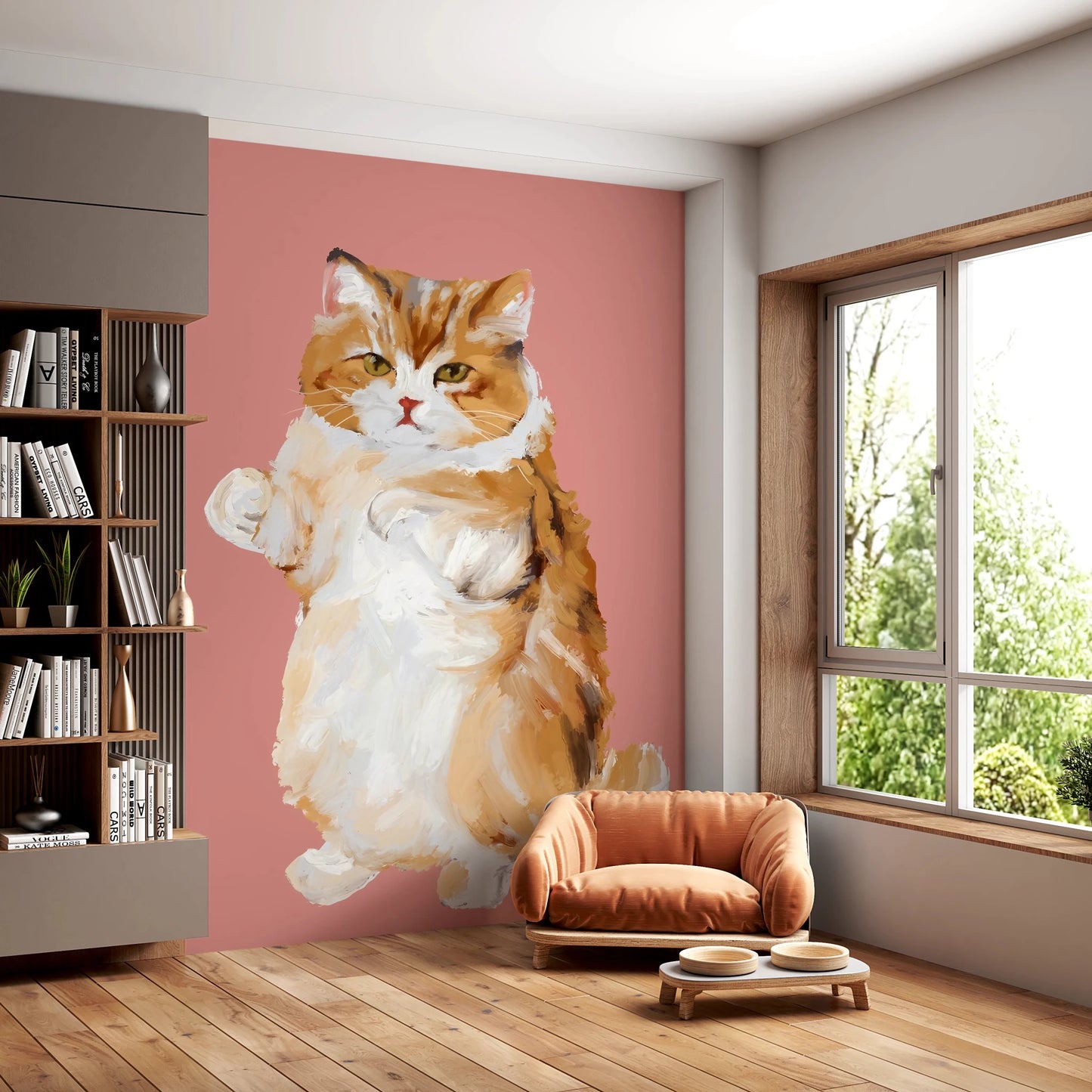 Purrfectly Perfect furry handpainted oil painting cat Wall Mural
