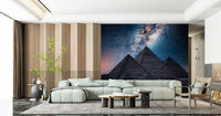 Egyptian pyramids at night wall mural for bedroom interior