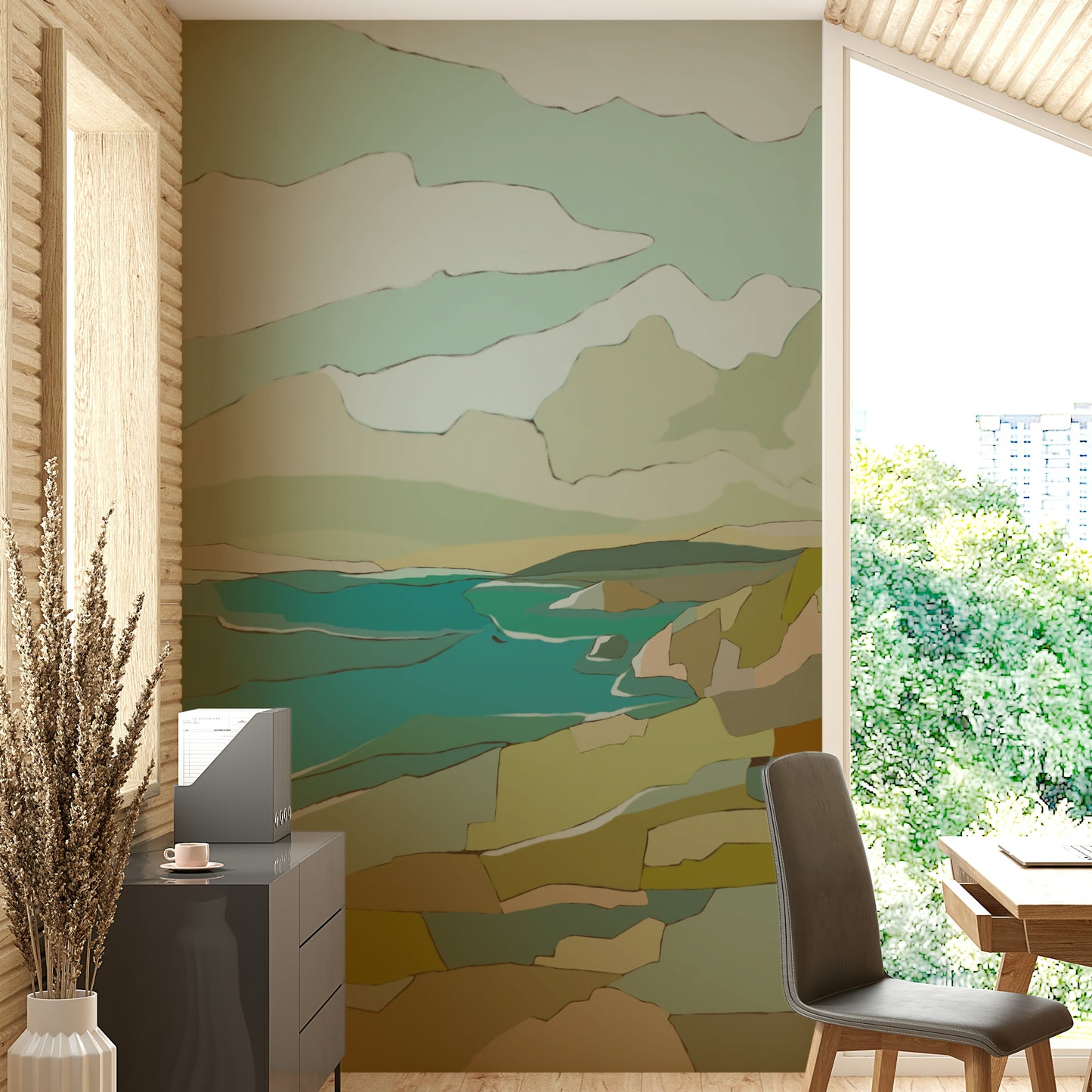 Gentle wave wallpaper design

