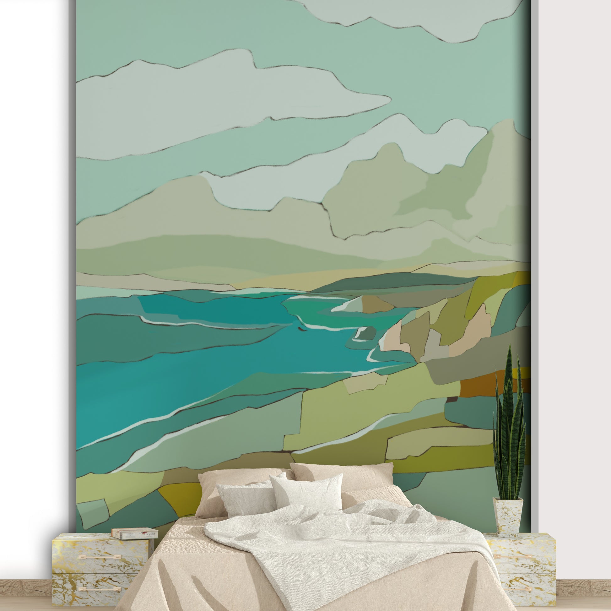 Soft shore wallpaper for walls

