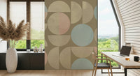 Soothing shades blend in a minimalist wall mural.