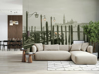 Quiet Waterside Reflection, old world charm, unique water landscape wallpaper.