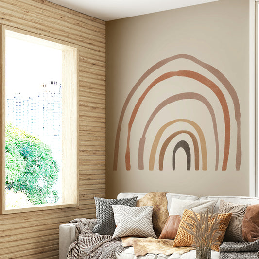 Earthy toned rainbow wallpaper print

