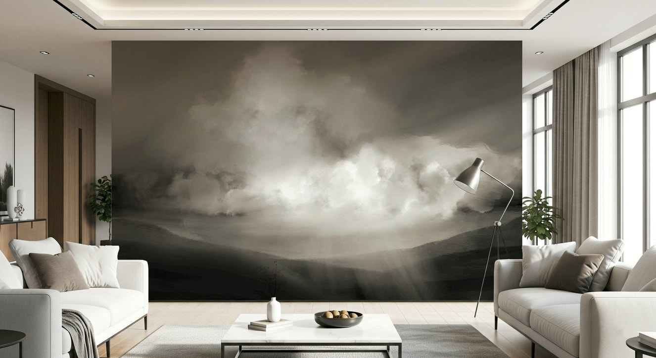 A beautiful modern sky wall mural for a living room.
