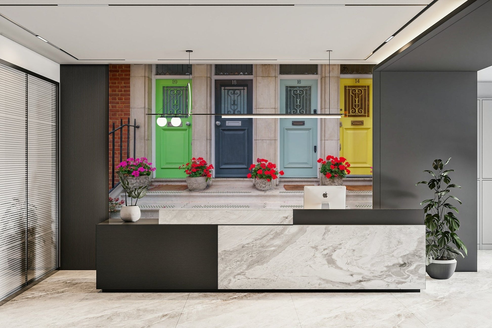 Colorful front doors mural

