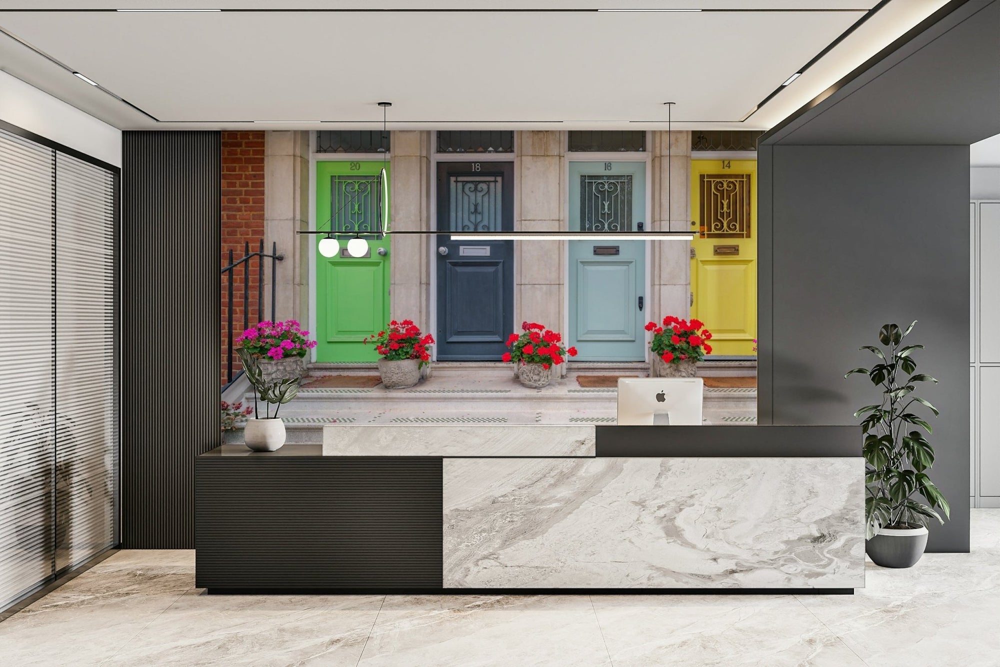 Colorful front doors mural

