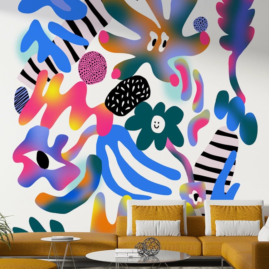High-quality mural featuring striking neon patterns and colors

