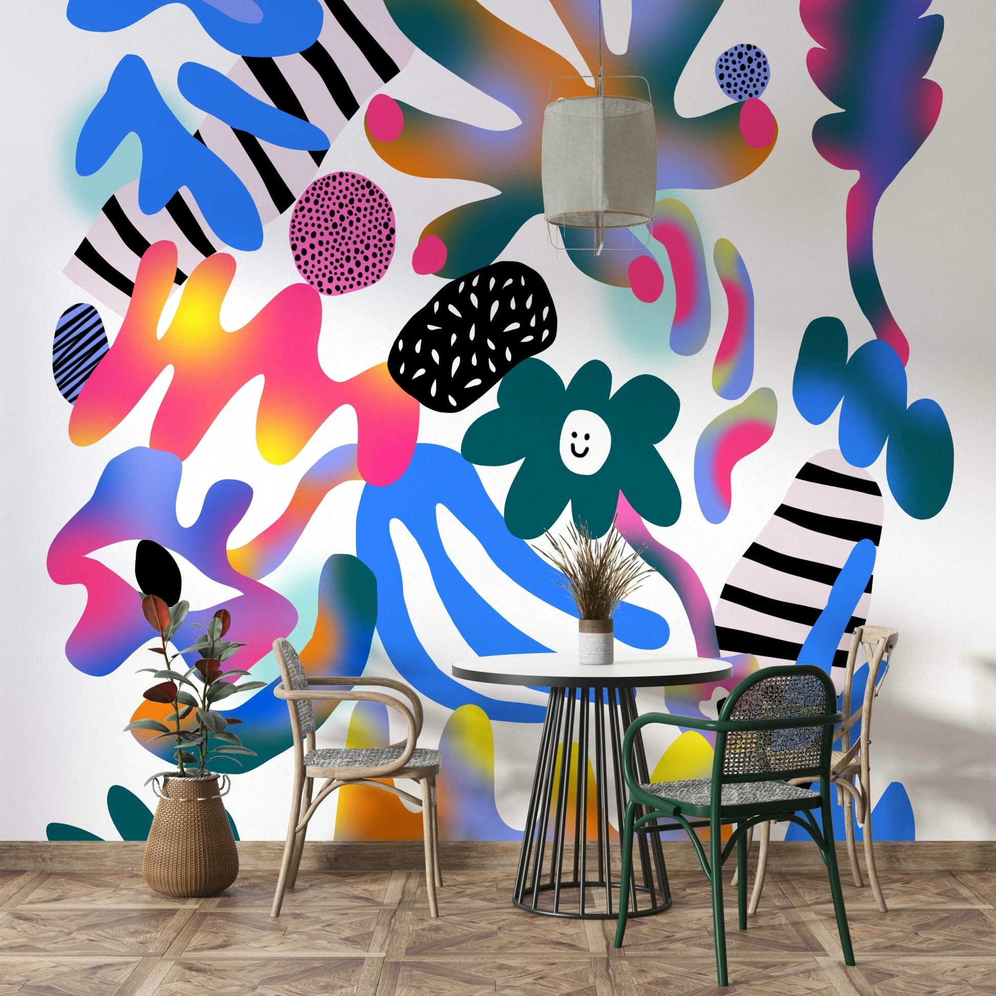 Neon-inspired design with dynamic spring elements for home decor

