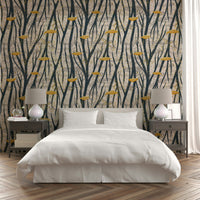 The image shows a full wall with blurred, watery shapes and soft colors.

