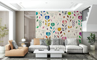 Bohemian style buds leaves Rainbow Bloom Dance wall mural.