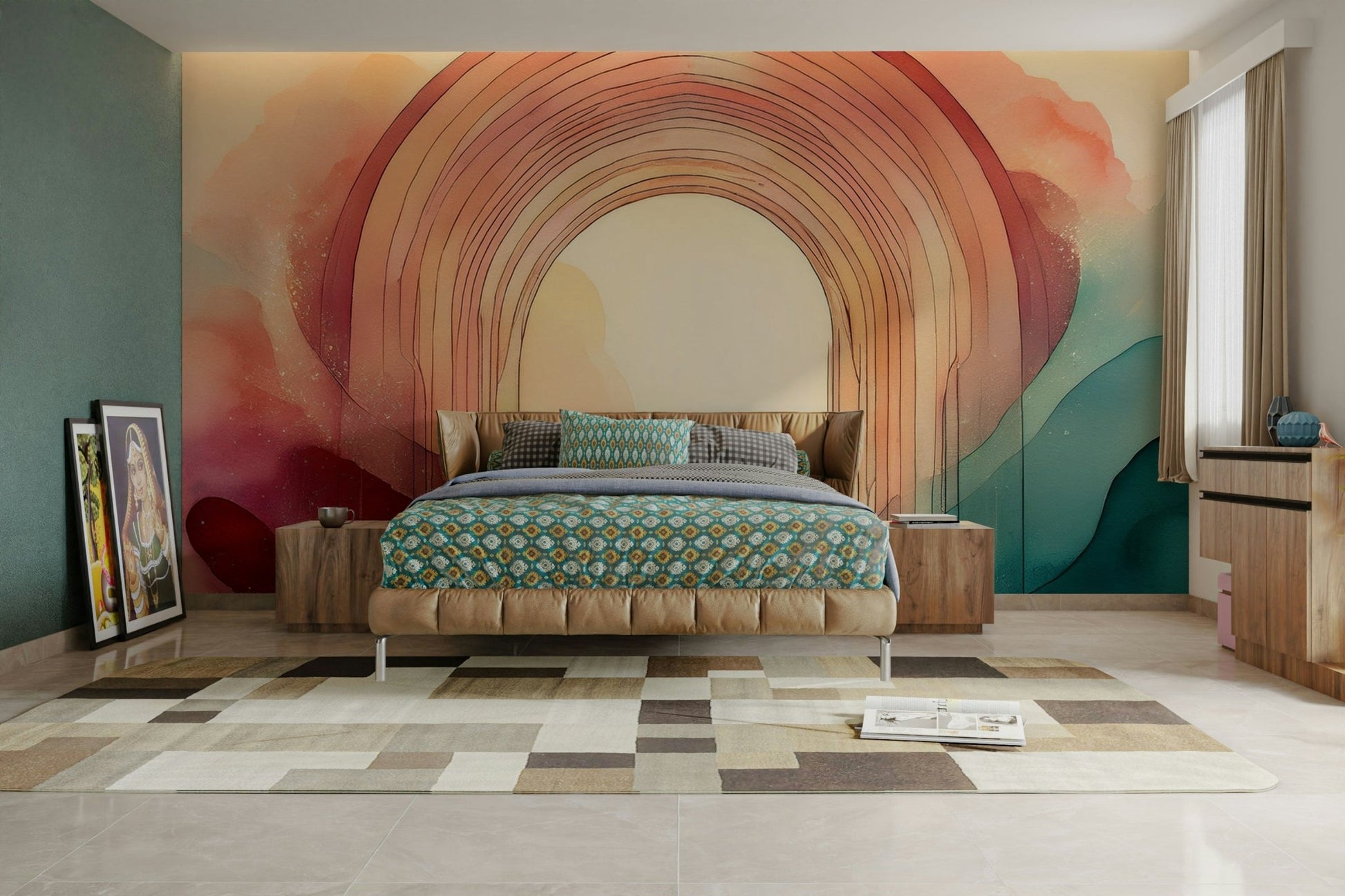 Whimsical Rainbow Dream Portal mural adding color and magic to walls.

