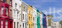 Rainbow Row Houses style wallpaper featuring bay windows.