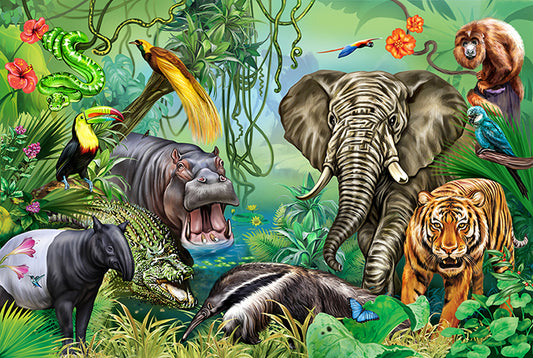 Green Forest Wildlife Kids Room Wallpaper Mural