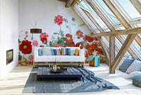 The mural has a slightly distressed texture, like an old painting.
