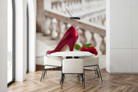 Opulent High Heels and Rose wallpaper for walls, classic feel.