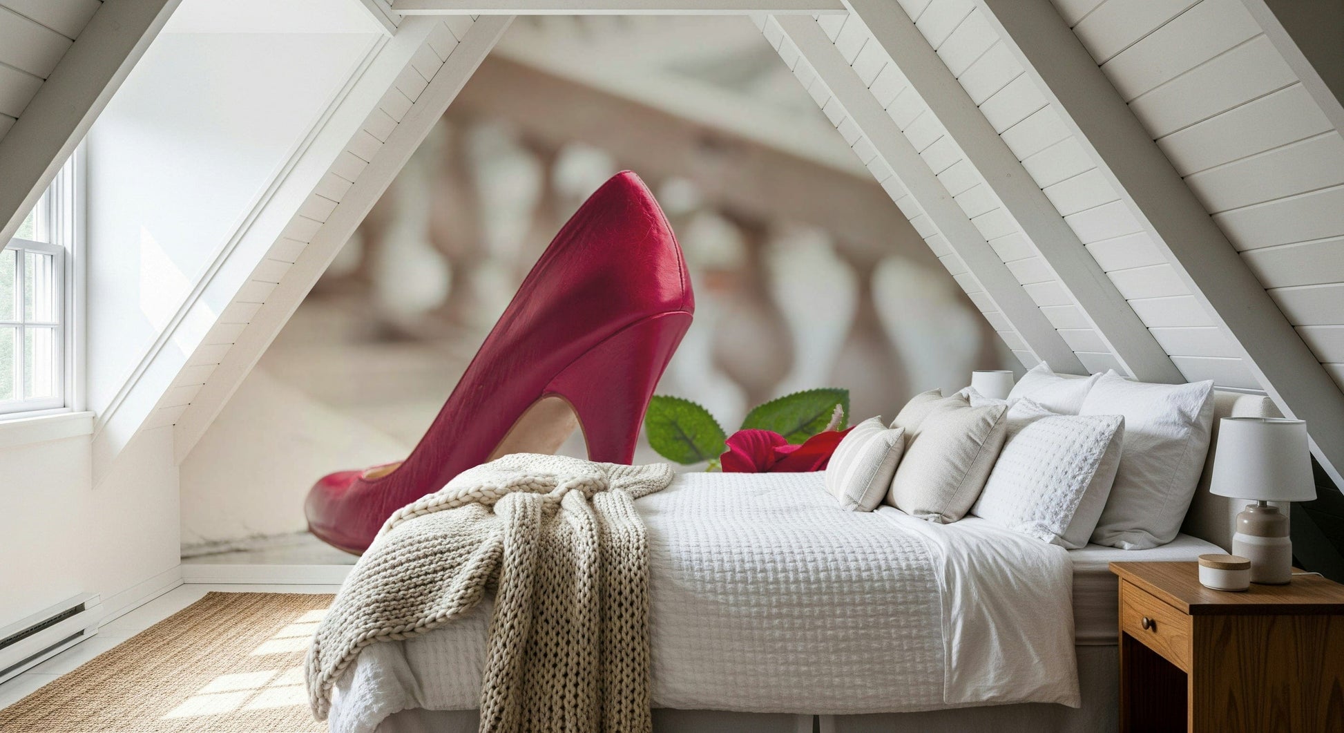 Feminine High Heels and Rose wall mural, beautiful accessory.