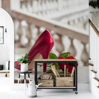 Passionate High Heels and Rose décor, balustrade setting wall mural.